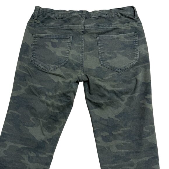 ZARA BASIC Z1975 CAMO JEANS SKINNY MID RISE ARMY GREEN ZIP ACCENT SIZE 6 GRUNGE - Picture 4 of 9